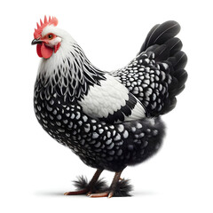 Fototapeta premium Black and white chicken isolated use for farm animals