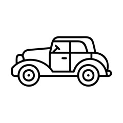 Vintage car outline drawing vector illustration classic automobile design element