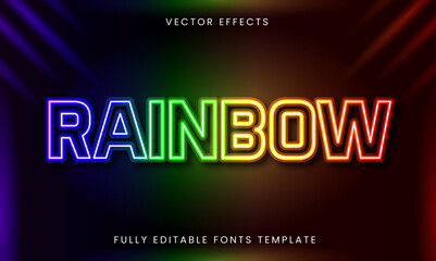 Obraz premium Rainbow Text Effect - Neon Glow Editable Font Template