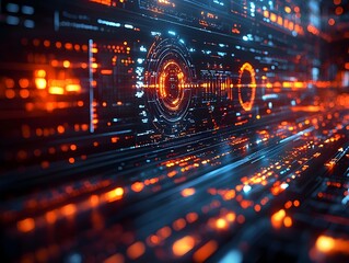 Futuristic holographic data graph with interactive interface