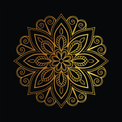  Hand drawn mandala round ornament, Pattern in the form of a mandala. Henna tattoo mandala. Mehndi style. Decorative pattern in oriental style. Coloring book page