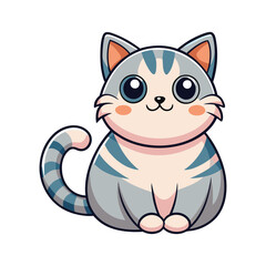 Obraz premium Vector illustration of a sticker pack of cartoon kawii cats with various cute expression