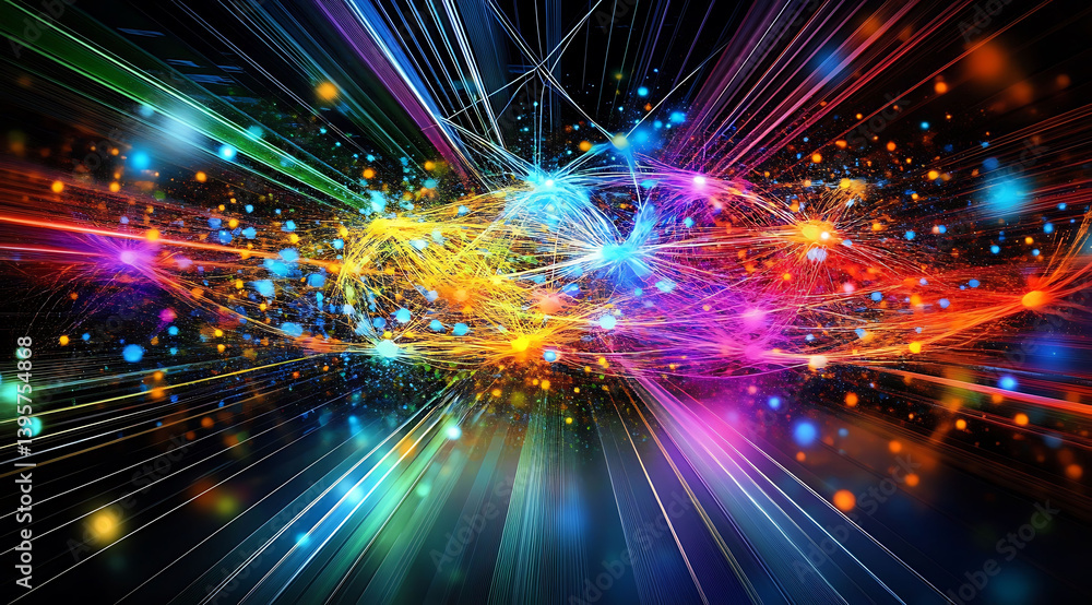 Poster futuristic data flow - ai network panoramic