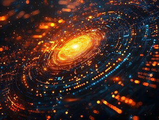 Cosmic radial graph glowing with interconnected growth