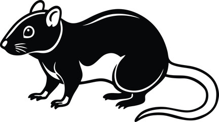 Fototapeta premium Rat Silhouette of a rat Walking rat rat animal isolated icon vector illustration design Rat sketch image on white background 