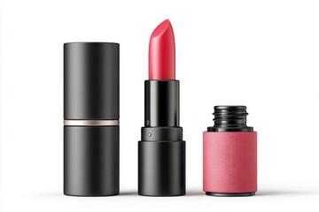 A minimalist vector of a customizable lipstick tube with bold color and clean shadow
