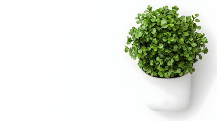 Fresh Microgreens In White Pot On White Background