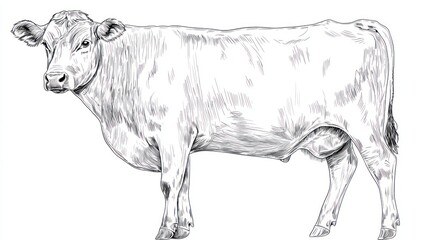 Cow, Profile, Farm, Rural, Livestock, Grazing, Agriculture, Illustration