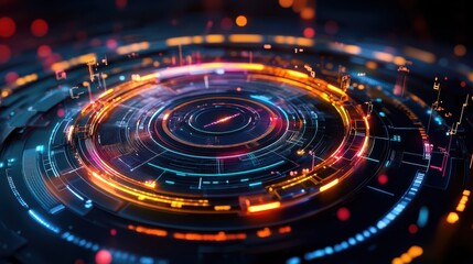 Holographic Quantum Interface Glowing with Swirling