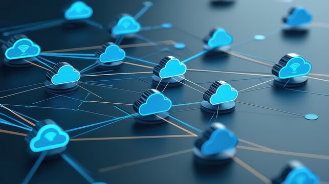 Innovative cloud computing systems digital network gigapixel illustration futuristic environment aerial view technology concept