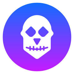 Bold Glyph Human Skull Anatomy Rounded Gradient Circle Icon