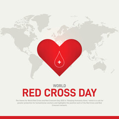 world red cross day 2025. world red cross day creative banner, poster, social media post, postcard, background, backdrop, greetings card, web banner, template, cover design etc. Keeping Humanity Alive