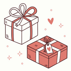 Red gift box with bow and ribbon for holiday surprise