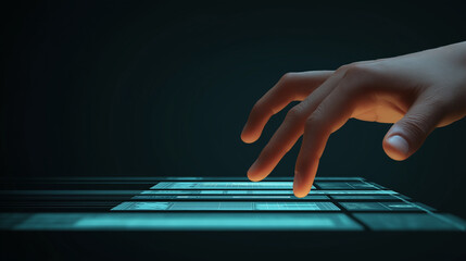 : Typing on Digital Keyboard for Cybersecurity Articles and Tech Ads