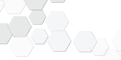 Abstract technology white and grey geometric hexagon shape on transparent background vector.