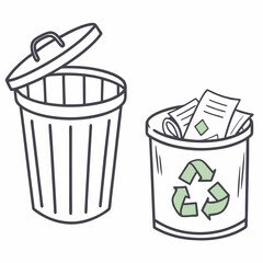 Vector recycle bin icon, isolated trash can illustration