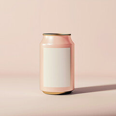 Minimal Beverage Can Mockup with Blank Label on Soft Background