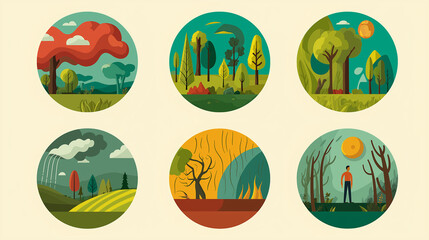 Circular Nature Icons Collection for Eco Apps and Conservation Websites