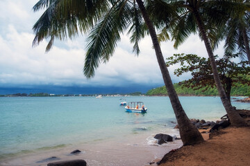 Tropical paradise beach in Sri Lanka. Jungle beach in Rumassala National Park, Unawatuna.