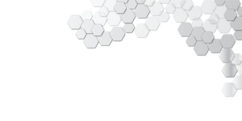 Abstract technology white and grey geometric hexagon shape on transparent background vector.