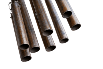 Elegant metal tube chimes for gardens.