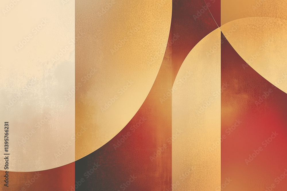 Poster abstract warm color design with curved lines and geometric shapes