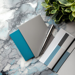 Corporate Folder Mockup with A4 Documents and Letterhead