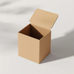 Open Cardboard Box Mockup with Blank Interior