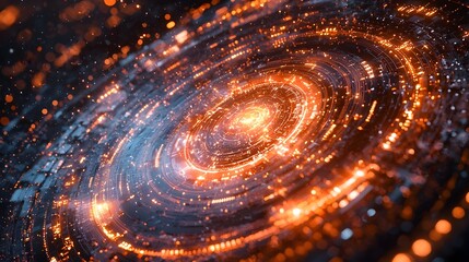 A circular energy graph floating in a cosmic space  long title A glowing circular data visualization representing different energy sources and their