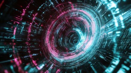 Fototapeta premium Quantum Processor Glowing with Intricate Swirling Patterns