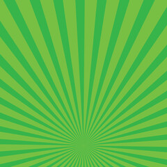 Sun rays green background, starburst anime pop art cartoon or comic, dotted texture and explosion effect or sunburst, halftone gradient, fun and exciting template frame.