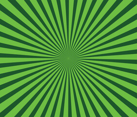 Sun rays green background, starburst anime pop art cartoon or comic, dotted texture and explosion effect or sunburst, halftone gradient, fun and exciting template frame.