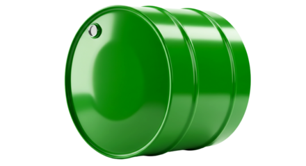 Isolated green barrel with a silver cap on a black background in a studio shot with reflections