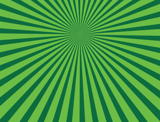 Sun rays green background, starburst anime pop art cartoon or comic, dotted texture and explosion effect or sunburst, halftone gradient, fun and exciting template frame.