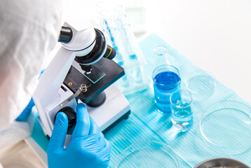 Water research in the laboratory. Selective focus.