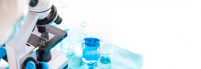 Water research in the laboratory. Selective focus.