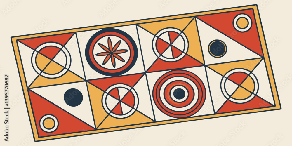 Poster retro geometric board game flat vector design circles triangles squares