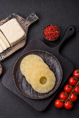 Tropical fruit pineapple in rings or slices tinned sweet