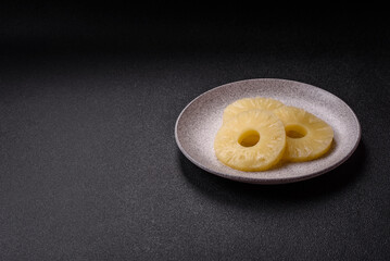 Tropical fruit pineapple in rings or slices tinned sweet