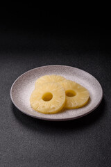 Tropical fruit pineapple in rings or slices tinned sweet