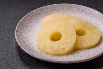 Tropical fruit pineapple in rings or slices tinned sweet
