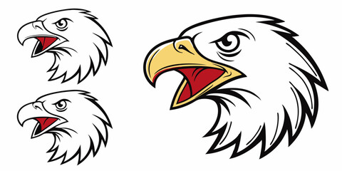 Obraz premium Vector Cartoon Eagle Head Mascot: Angry White Bird of Prey Illustration