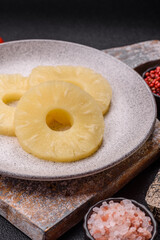 Tropical fruit pineapple in rings or slices tinned sweet