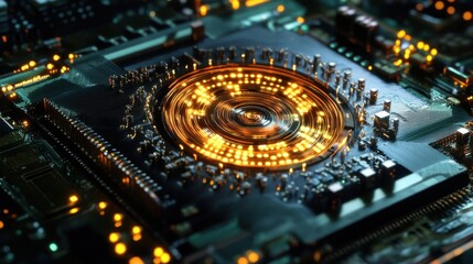 Close-Up of Swirling Binary Qubits in Futuristic Quantum Environment