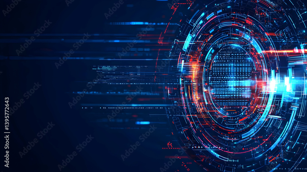 Poster abstract digital technology background with glowing circles and lines