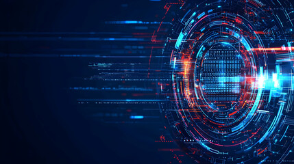 Fototapeta premium Abstract Digital Technology Background With Glowing Circles And Lines