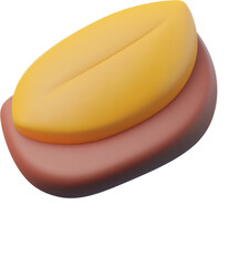 Three-dimensional clay emoji resembling a layered sandwich with a yellow top and brown base on a transparent background