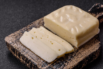 Dairy white mozzarella cheese sliced