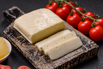 Dairy white mozzarella cheese sliced