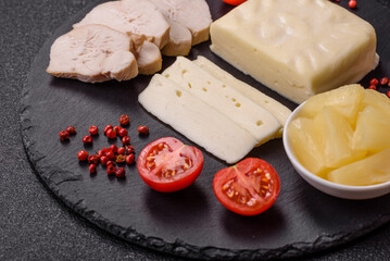 Dairy white mozzarella cheese sliced